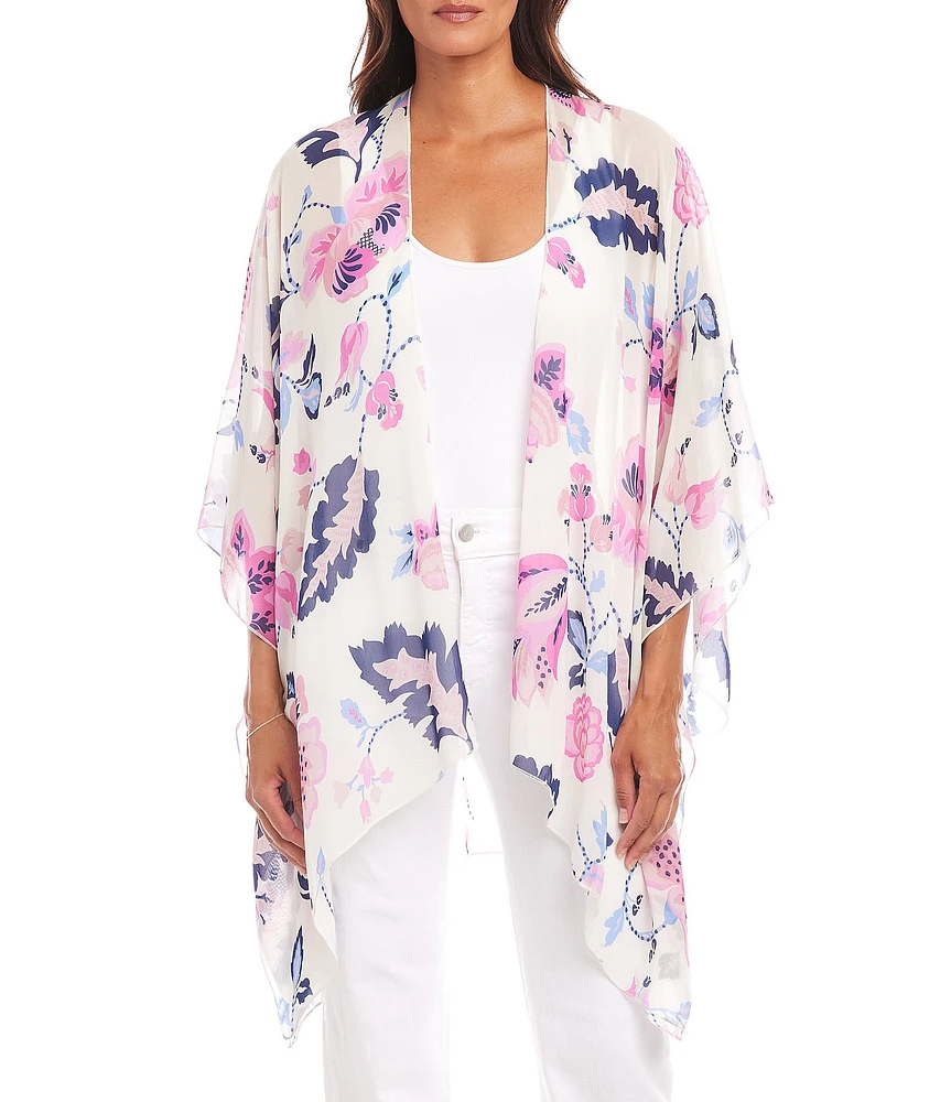 Karen Kane Floral 3/4 Sleeve Open Front Kimono
