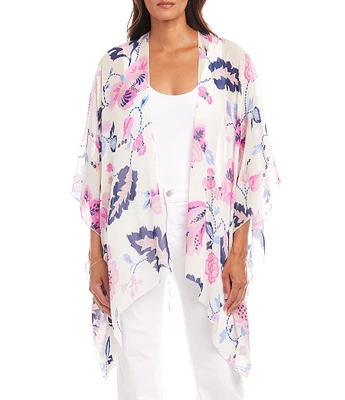 Karen Kane Floral 3/4 Sleeve Open Front Kimono