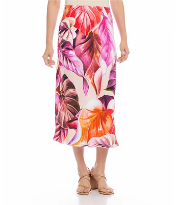 Karen Kane Floral Bias Cut A-Line Midi Skirt