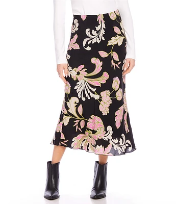 Karen Kane Floral Crepe Midi Skirt