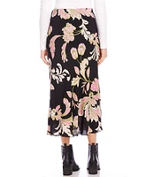 Karen Kane Floral Crepe Midi Skirt