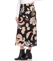 Karen Kane Floral Crepe Midi Skirt