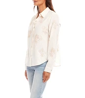 Karen Kane Floral Embroidered Button Front Shirt