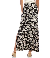 Karen Kane Floral High Rise Maxi Flare Pull-On Skirt