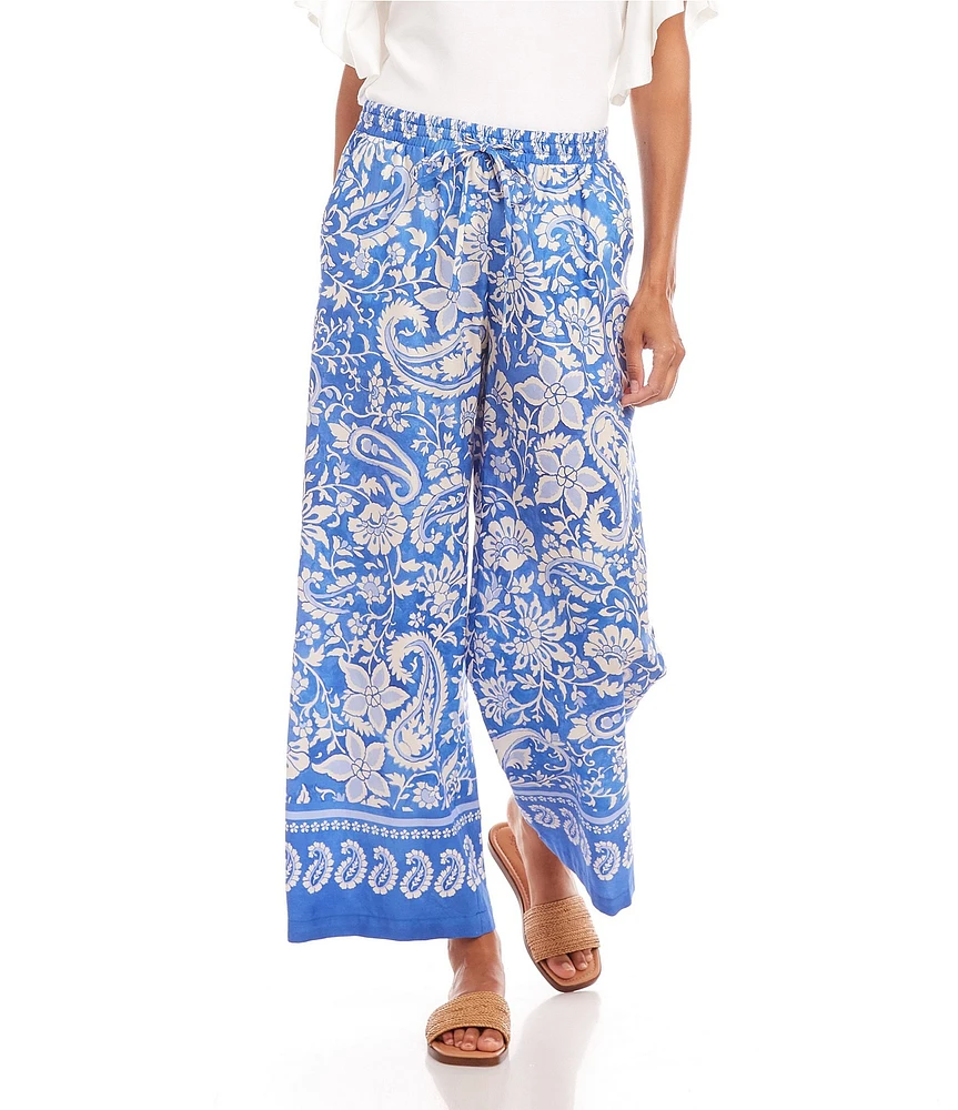 Karen Kane Floral Paisley Printed Cotton Pants