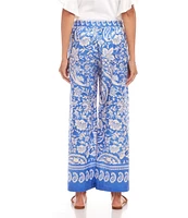Karen Kane Floral Paisley Printed Cotton Pants