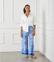 Karen Kane Floral Paisley Printed Cotton Pants