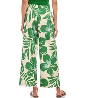Karen Kane Floral Poplin Drawstring Wide Leg Coordinating Ankle Pants