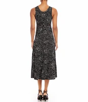 Karen Kane Floral Print Scoop Neck Sleeveless Tiered Midi Dress