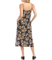 Karen Kane Floral Scoop Neck Side Slit Midi Dress