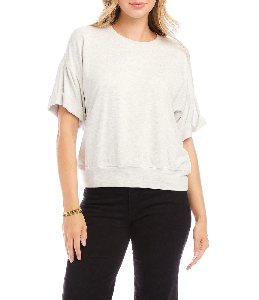 Karen Kane French Terry Crew Neck Dropped Shoulder Short Sleeve Tee
