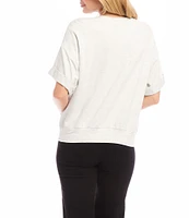 Karen Kane French Terry Crew Neck Dropped Shoulder Short Sleeve Tee