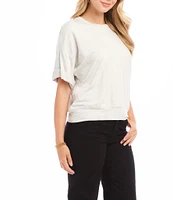 Karen Kane French Terry Crew Neck Dropped Shoulder Short Sleeve Tee