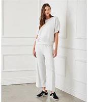 Karen Kane French Terry Crew Neck Dropped Shoulder Short Sleeve Tee