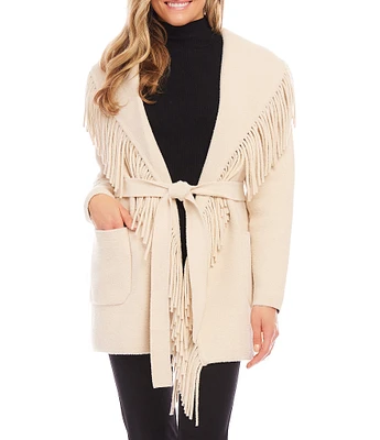 Karen Kane Fringe Collared Long Sleeve Jacket