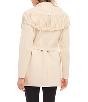 Karen Kane Fringe Collared Long Sleeve Jacket