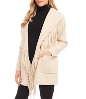 Karen Kane Fringe Collared Long Sleeve Jacket