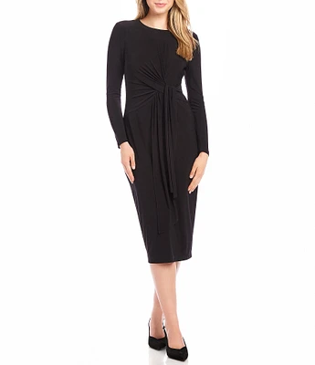 Karen Kane Ginger Crew Neck Long Sleeve Midi Dress