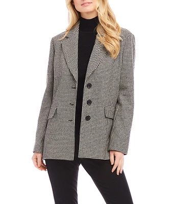 Karen Kane Houndstooth Notch Lapel Neck Long Sleeve Blazer