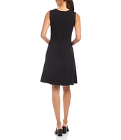 Karen Kane Jersey Knit Scoop Neck Sleeveless Fit-And-Flare Dress