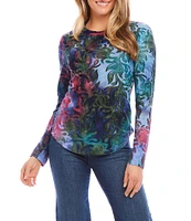 Karen Kane Knit Burnout Crew Neck Long Sleeve Top