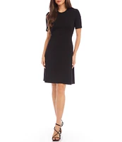 Karen Kane Knit Crew Neck Short Sleeve A-Line Dress