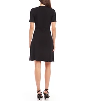 Karen Kane Knit Crew Neck Short Sleeve A-Line Dress