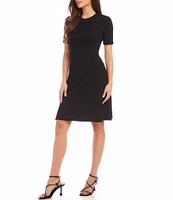 Karen Kane Knit Crew Neck Short Sleeve A-Line Dress