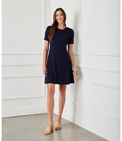 Karen Kane Knit Crew Neck Short Sleeve A-Line Dress