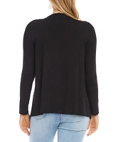 Karen Kane Knit Shawl Collar Long Sleeve Asymmetrical Hem Drape Open Front Poppy Cardigan