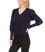 Karen Kane Knit V-Neck Bishop Sleeve Top