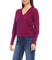 Karen Kane Knit V-Neck Bishop Sleeve Top