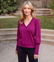 Karen Kane Knit V-Neck Bishop Sleeve Top