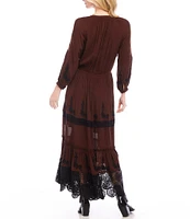 Karen Kane Lace V-Neck Long Sleeve Maxi Dress