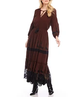 Karen Kane Lace V-Neck Long Sleeve Maxi Dress