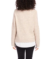 Karen Kane Layered Turtleneck Long Sleeve Sweater