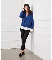 Karen Kane Layered V-Neck Long Sleeve Cardigan