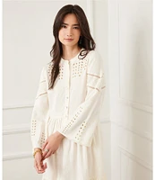 Karen Kane Linen Blend Flare Sleeve Embroidered Tiered Dress