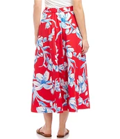 Karen Kane Floral Linen Midi Circle Skirt
