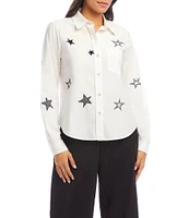 Karen Kane Long Sleeve Embroidered Star Button Front Shirt