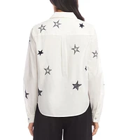 Karen Kane Long Sleeve Embroidered Star Button Front Shirt