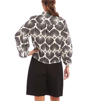 Karen Kane Mandarin Collar 3/4 Sleeve Tie Front Top