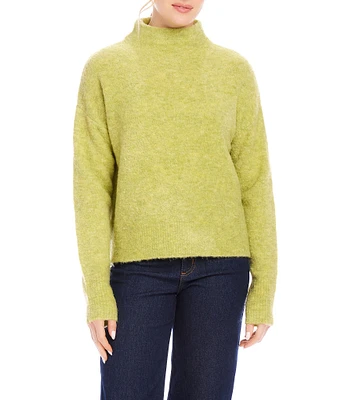 Karen Kane Mock Neck Stretch Boucle Long Sleeve Sweater