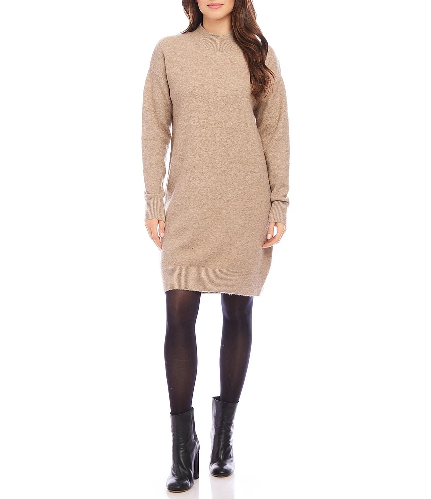 Karen Kane Mock Neckline Long Sleeve Sweater Dress