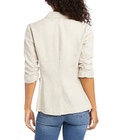Karen Kane Notch Collar Elbow Ruched Sleeve Single Button Blazer