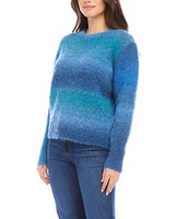 Karen Kane Ombre Boucle Crew Neck Long Sleeve Sweater