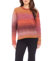 Karen Kane Ombre Boucle Crew Neck Long Sleeve Sweater