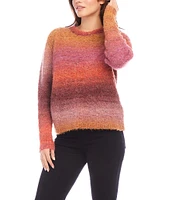 Karen Kane Ombre Boucle Crew Neck Long Sleeve Sweater