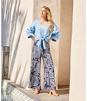 Karen Kane Paisley High Rise Wide Leg Pants