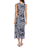 Karen Kane Paisley Scoop Neck Sleeveless Midi Dress